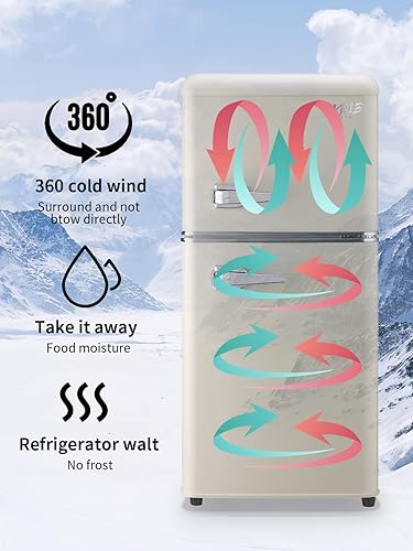 Miniatura 2 de Mini refrigerador compacto de 3.5 pies cúbicos con congelador, termostato ajustable de 7 niveles con estantes extraíbles, refrigerador pequeño para
