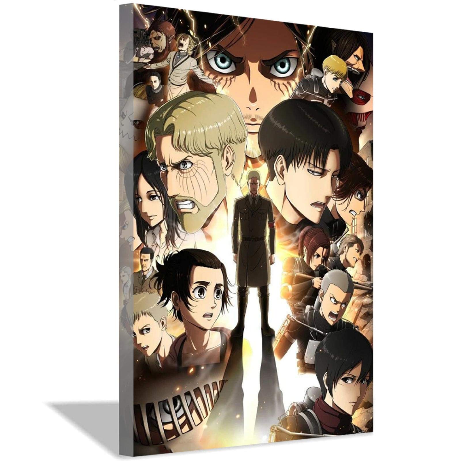Amazon Co Jp アタックオンタイタンシーズン4アニメキャラクター子供部屋の装飾ポスター絵画キャンバスアートリビングルームの寝室の装飾家族の絵画60x90cm 24x36inch 内枠 ホーム キッチン