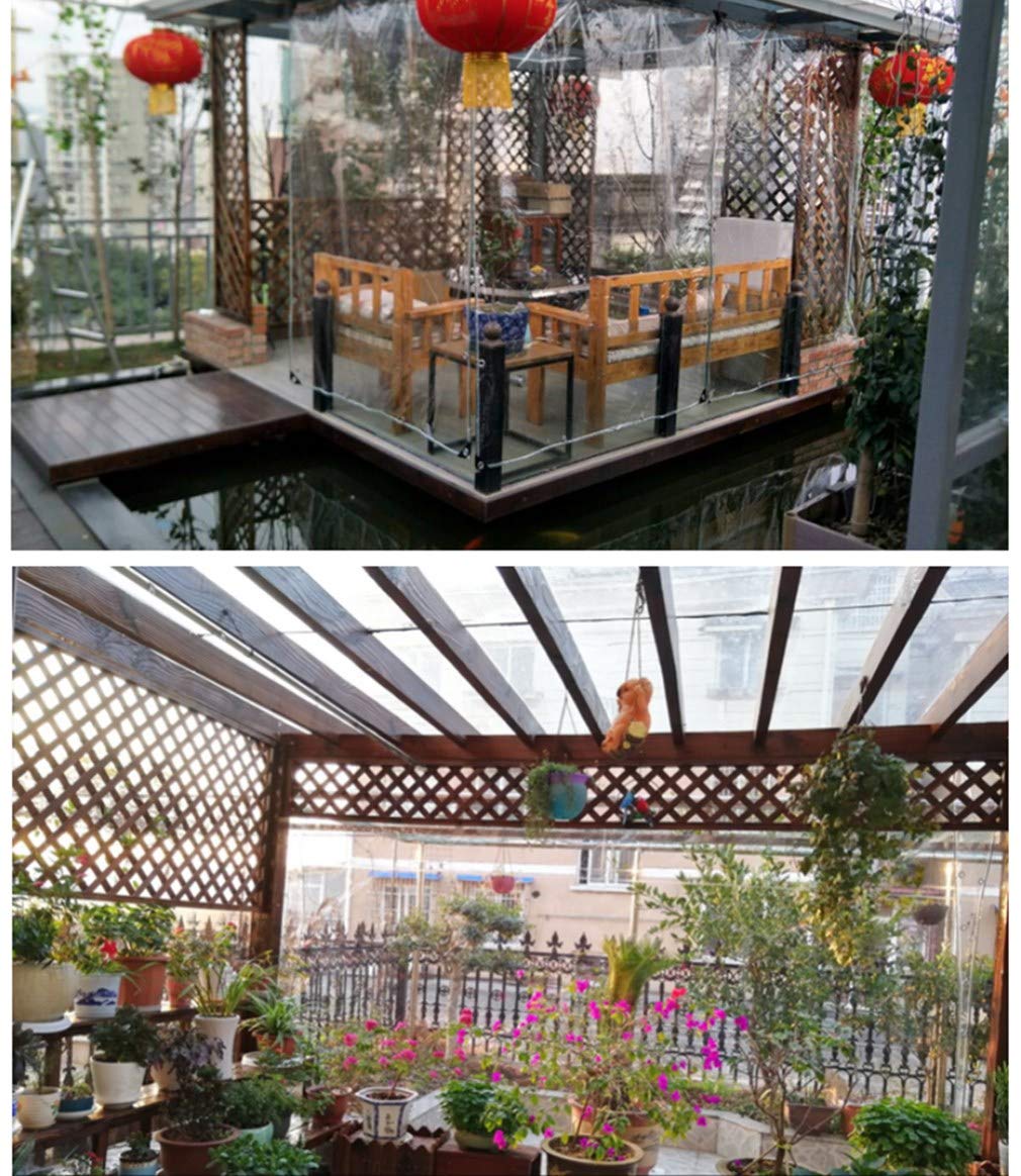 przezroczysta plandeka z PCW, odporna na rozdarcia, odporna na rozdarcia, izolująca miękka folia PVC, z oczkami, do ogrodu na zewnątrz, rozmiar do personalizacji (1,8 x 5 m/5,9 x 16.4ft)