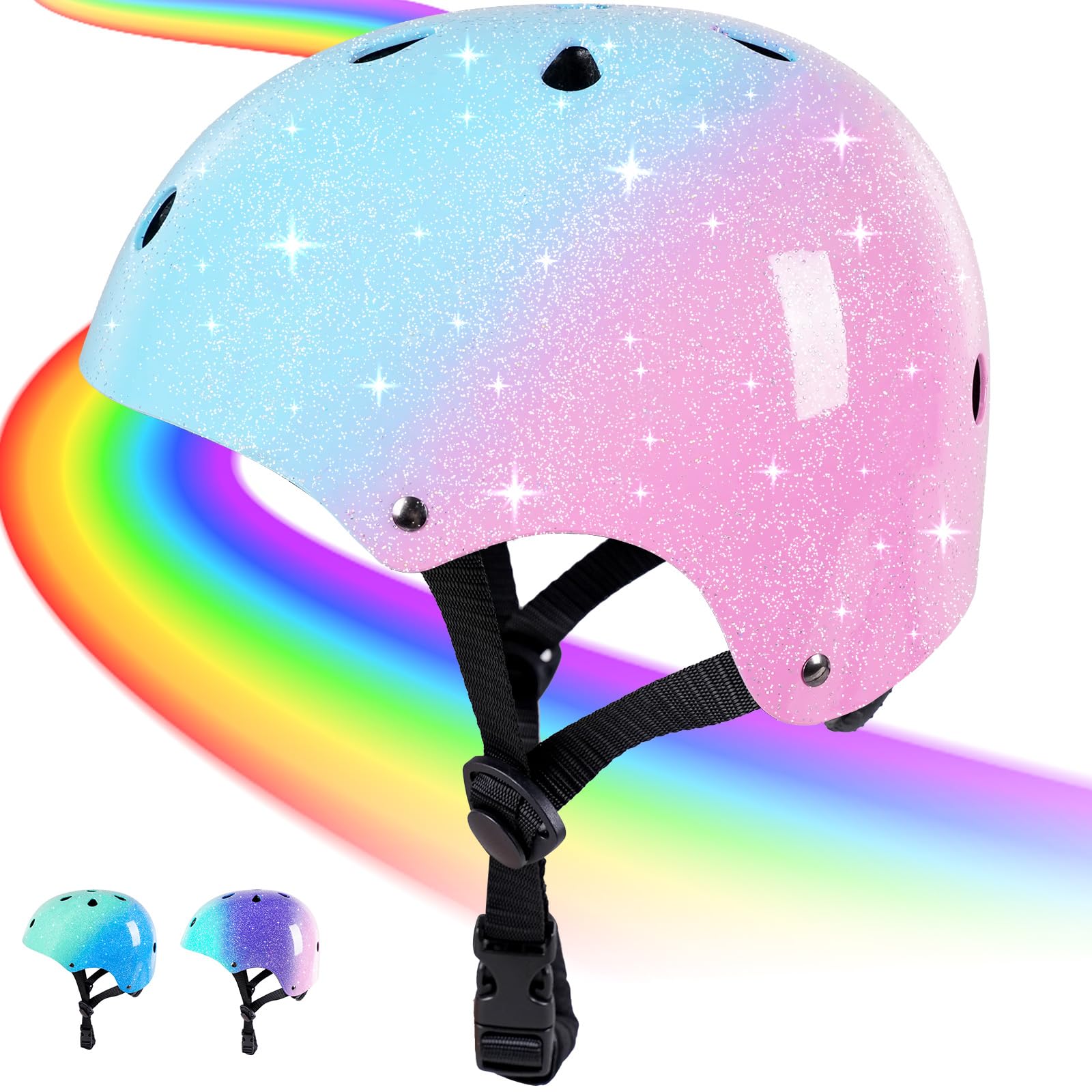 Photo 1 of Kids Bike Helmet for 3-5-8-14 Years Kids Girls Boys Youth Bicycle Helmet for Scooter Balance Bike Roller Skating Skateboard Helmet (Bluepink, Medium)
