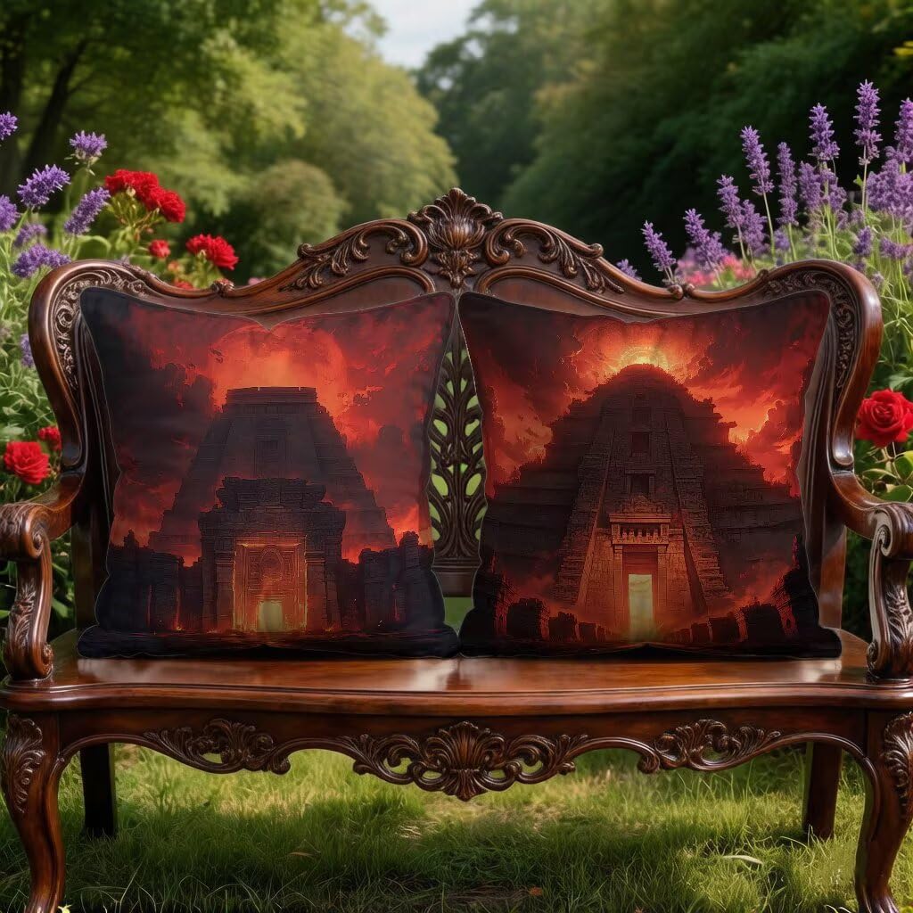 Poszewki na poduszki na sofę 70 x 70 zestaw 2 poszewek na poduszki Majów Duża poduszka 70x70 cm rzuca poduszki zachód słońca poszewka na poduszkę pościel z niewidocznym zamkiem na wiosnę lato, prezent