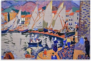 Andre Derain The Drying Sails Fauvism Coastal Scene with Sailboats And Figures Wall Art Print Poster Decorative Painting Canvas Wall Art Living Rooms Bedroom Painting Unframe 08x12inch(20x30cm)
