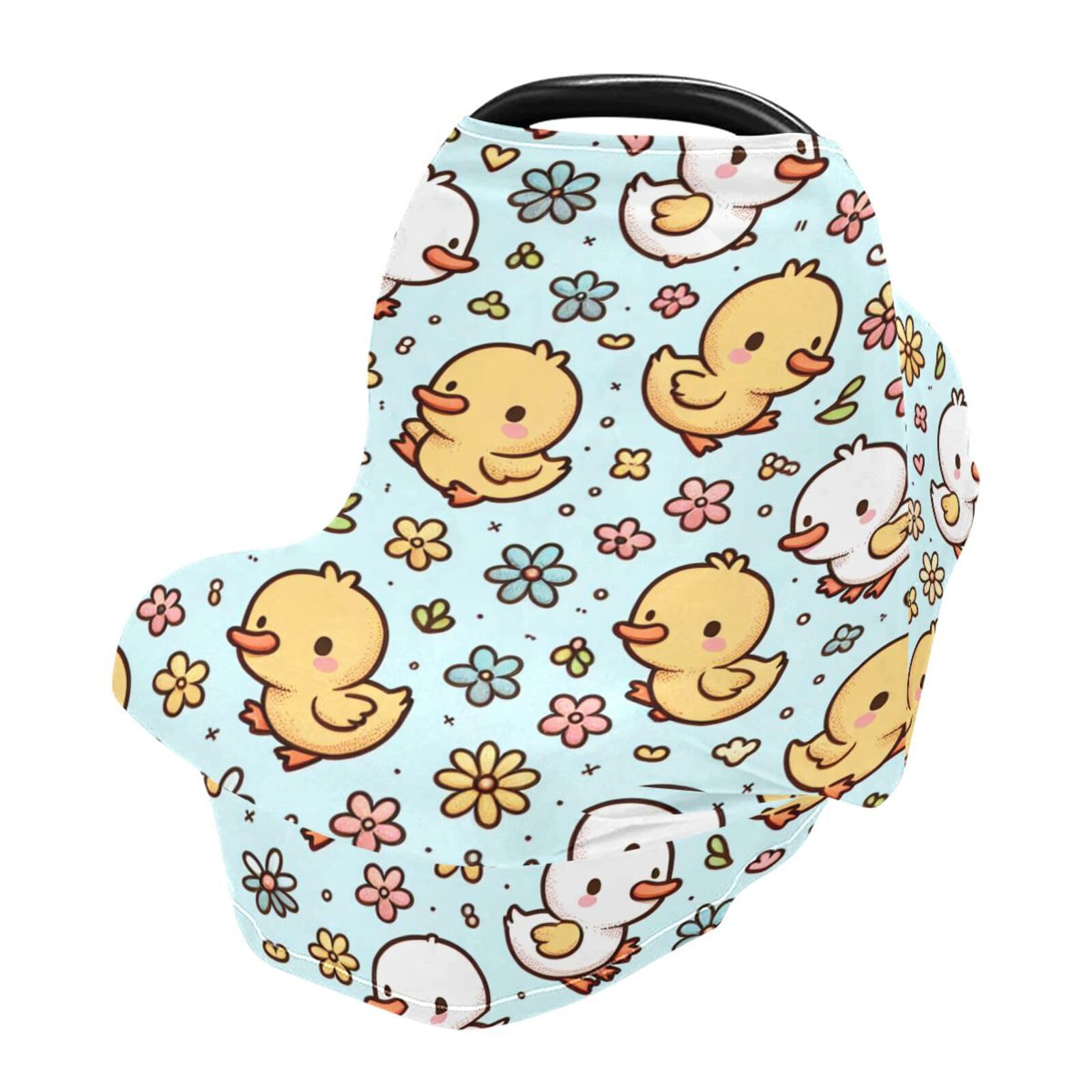 Nesatuwa Baby Car Seat Cover Cute Duck Breastfeeding Covers Stretchy Breathable Multi-Use Cover Carseat Canopy for Girls and Boys