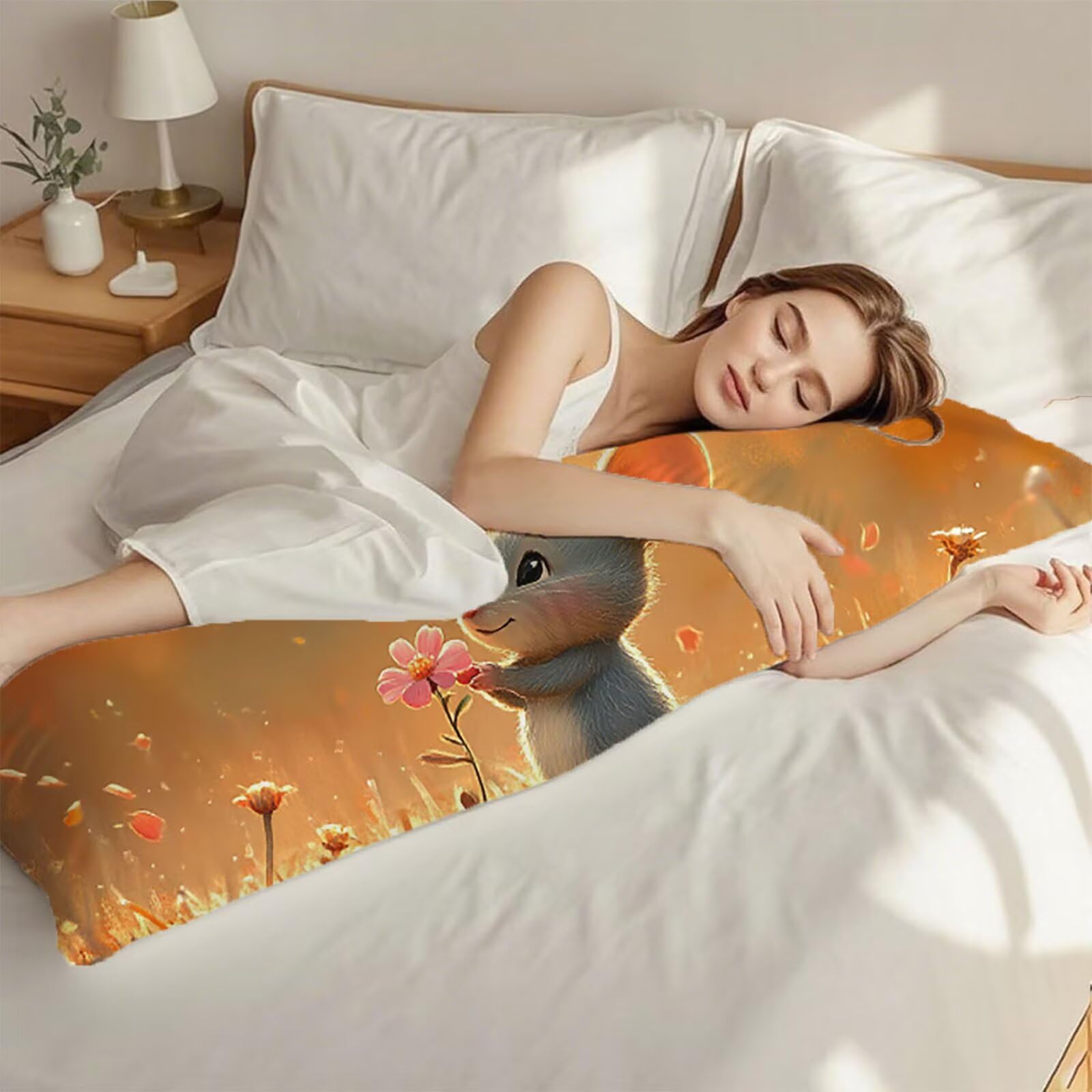 Federe Cuscini Arancione Bruciato Federe Cuscino Letto Animale60x180cm Velluto Copricuscini, Divano Morbida e Traspirante Stampa Fronte-Retro Con Invisibile Cerniera Lavabile per Letto o Divano C0C237