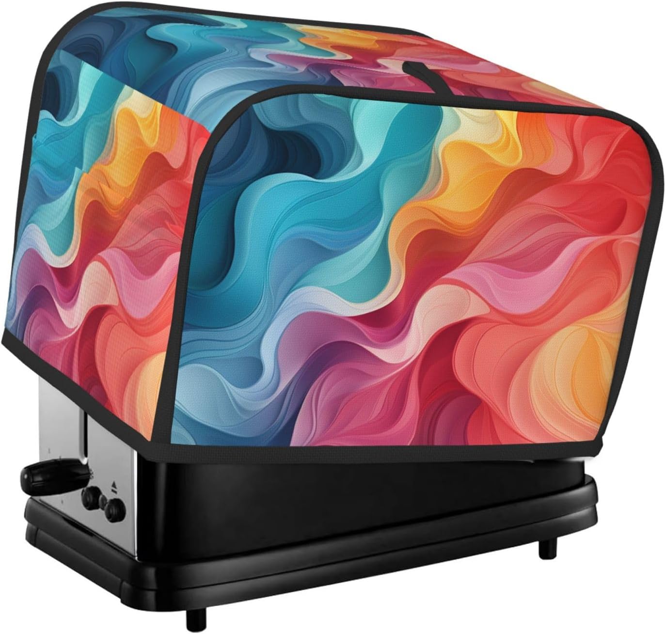 Rainbow Color Abstract Illustration Toaster Cover 2 slice Kitchen Small Appliance Covers with Pockets Toaster Dust Cover with Top Handle Oven Cover Washable Universal Bread Maker Cover for Kitchen