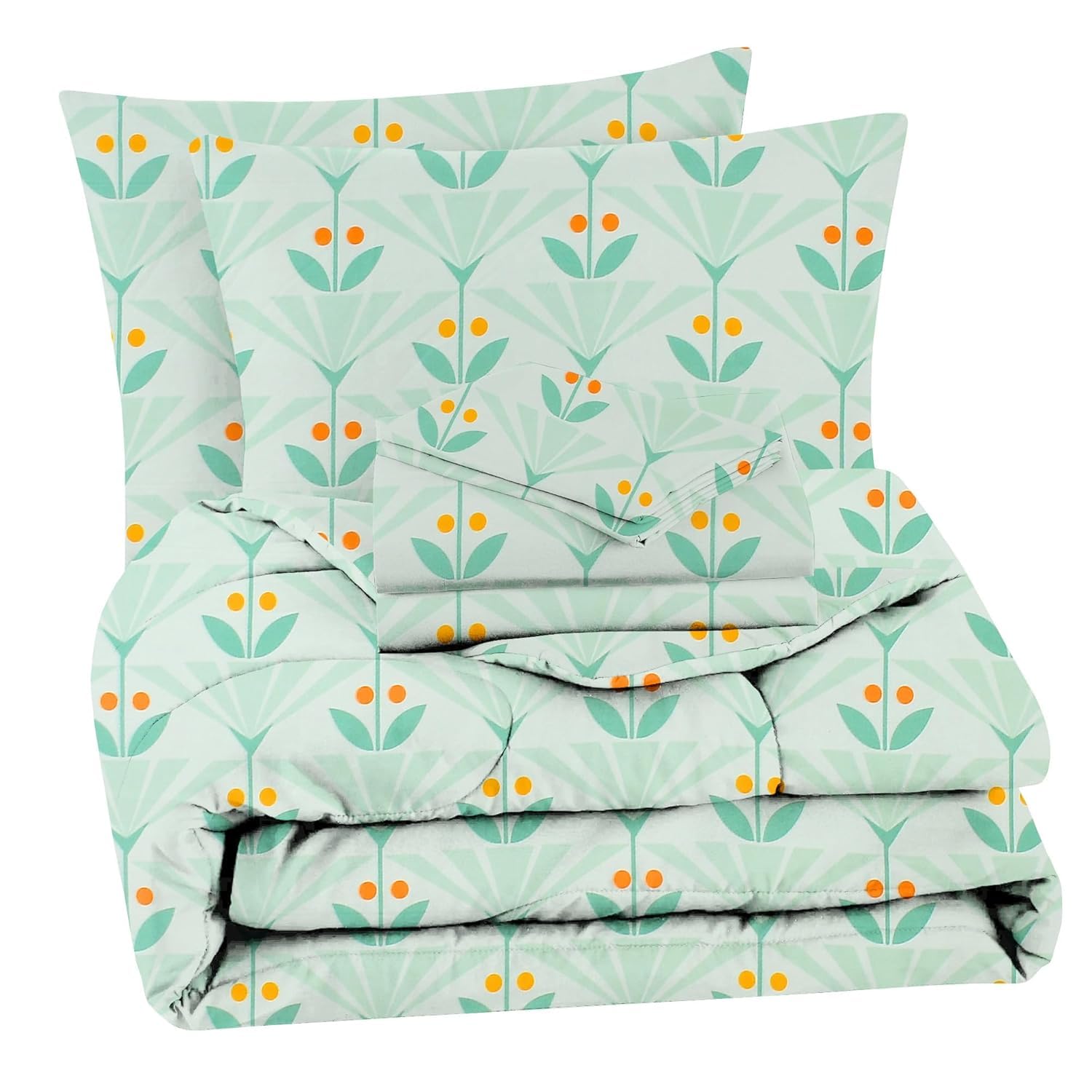 HOMEKART 220 GSM Microfiber 4-Piece Comforter Bedding Set for Double Bed | King Size AC Comforter with Flat Bedsheet (90x100 Inch) & 2 Pillow Covers | Soft, Lightweight & All-Season | Green Leaf-image-14