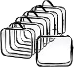 Fasmov 6 Pack Large Clear Travel Packing Cube, See-Through PVC Organizer, Vinyl Zippered Storage Bags Multipurpose Pouch with Handle for Suitcase Pants, Cashmere, Sweaters Shirts Dress Storage