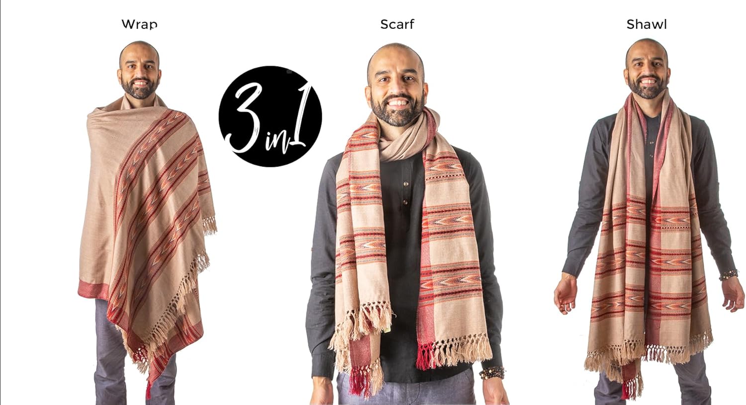 Om Shanti Crafts Meditation Shawl – Unisex Prayer Wrap, Large Scarf & Yoga Blanket – Soft, Lightweight & Multipurpose