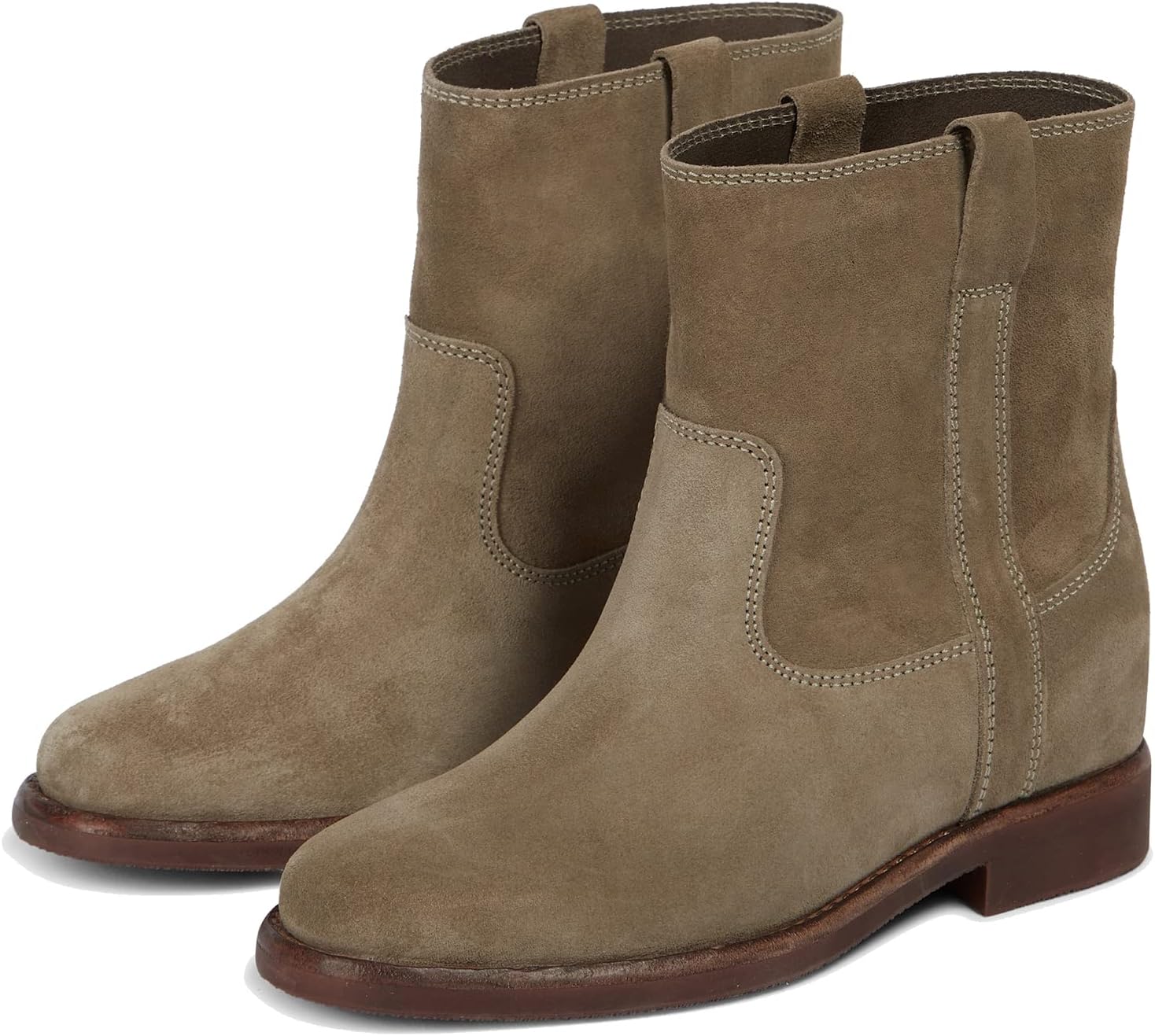 MOOMMO Women Comfortable Western Ankle Boots Low Thick Heel Round Toe Pull On Wide Calf Booties Flat Chunky Block Heels Platform Short Combat Boot Riding Vintage Fashion Casual Winter Fall 4-11 M US