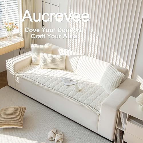 Miniatura 3 de Funda para sofá lavable para perros, funda antideslizante para sofá de 3 cojines, protector de muebles (1 unidad de 27.5 x 70 pulgadas, blanco)