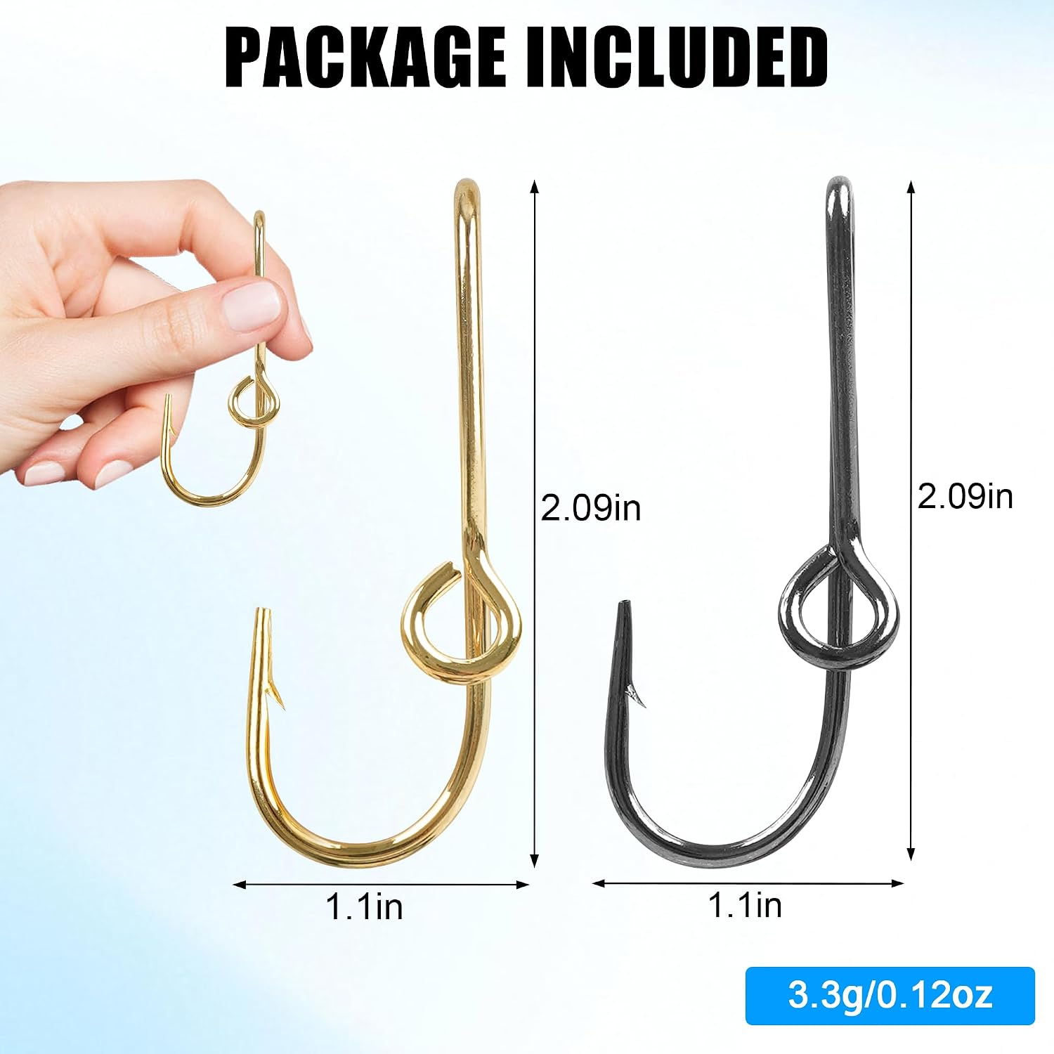 Fishing Hook Hat Pins,10pcs/20pcs Pins for Fishing Hat Hook Clip,Tie Clips for Hat Clasp Fashion Trend Hat Decoration Gold&Black image 2