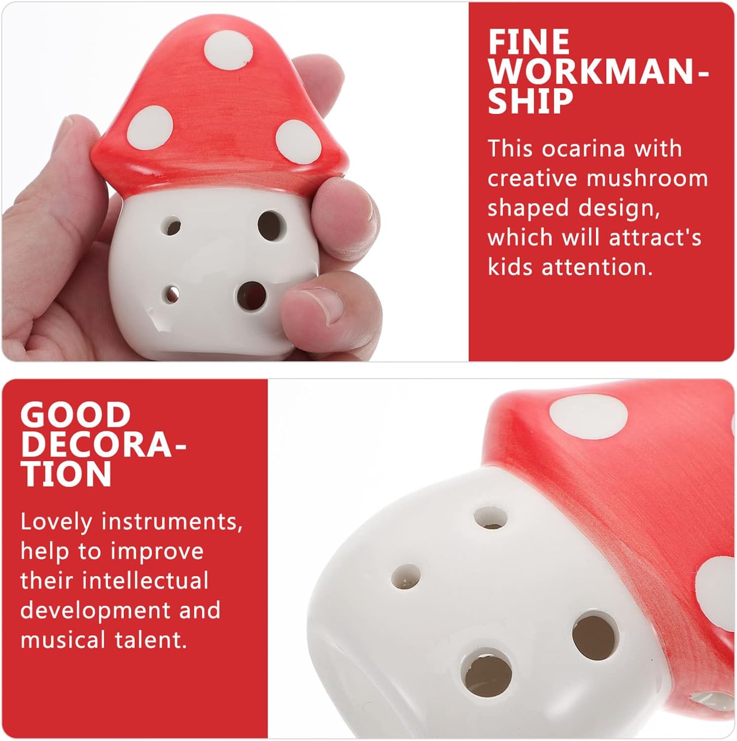 NUOBESTY 6 Hole Mushroom Ocarina, Mini Ocarina Instrument Alto C Tone