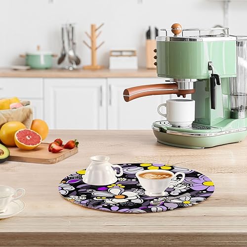 Miniatura 6 de Blue Yellow Purple Black Daisy Heat Resistant Pad Holder Trivet Set for Hot Pots and Pans Heat Resistant Pan Mat for Crock Pot Kitchen Countertop