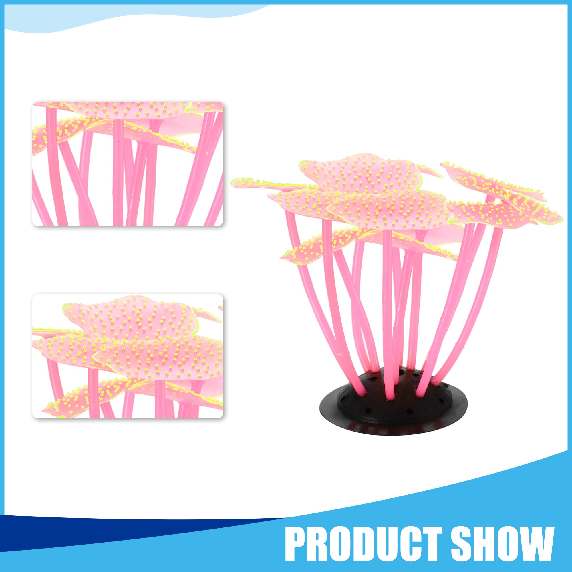 CAPASTEC Soft Silicone Glowing Mushroom Coral, Fluorescence Aquatic Artificial Coral for Aquarium (Pink) - Image 2