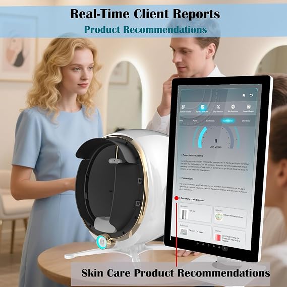 Skin Analysis Machine Professional Facial,Ai-Powered Facial Scanner For Salons & Spas,Deep Water, Oil, Pigmentation, Pore Detection,Product Recommendations,Multilingual Support