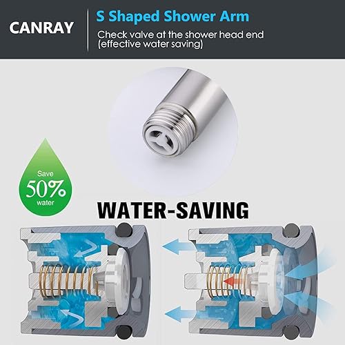 Miniatura 4 de CANRAY Brazo de ducha de cuello de cisne cromado, tubo de extensión de cabezal de ducha en forma de S, extensor de altura de ducha de 13 pulgadas