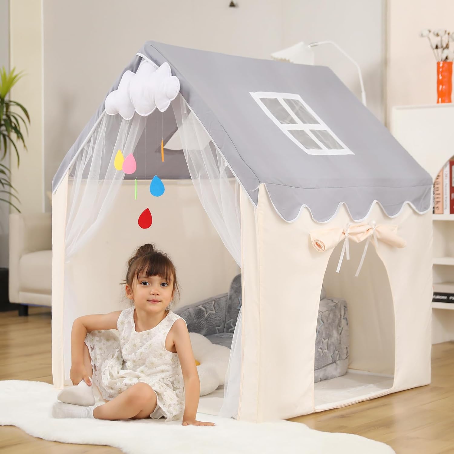 Amazon.com: Kids Play Tent with Two Doors and Windows, Middle Sized ...