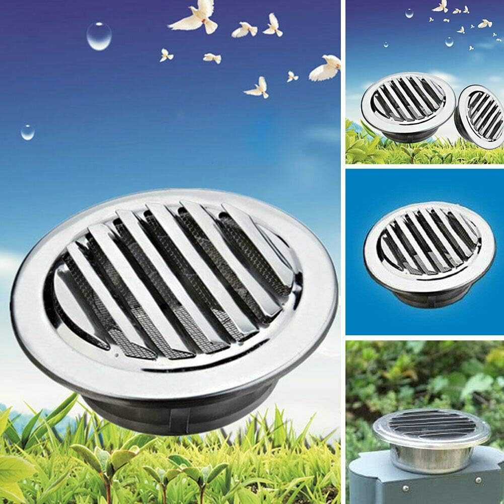 Riloer Stainless Steel Wall Vent Ventilation Duct Metal Cover Air Outlet Round Louver Exhaust Grille - Image 4