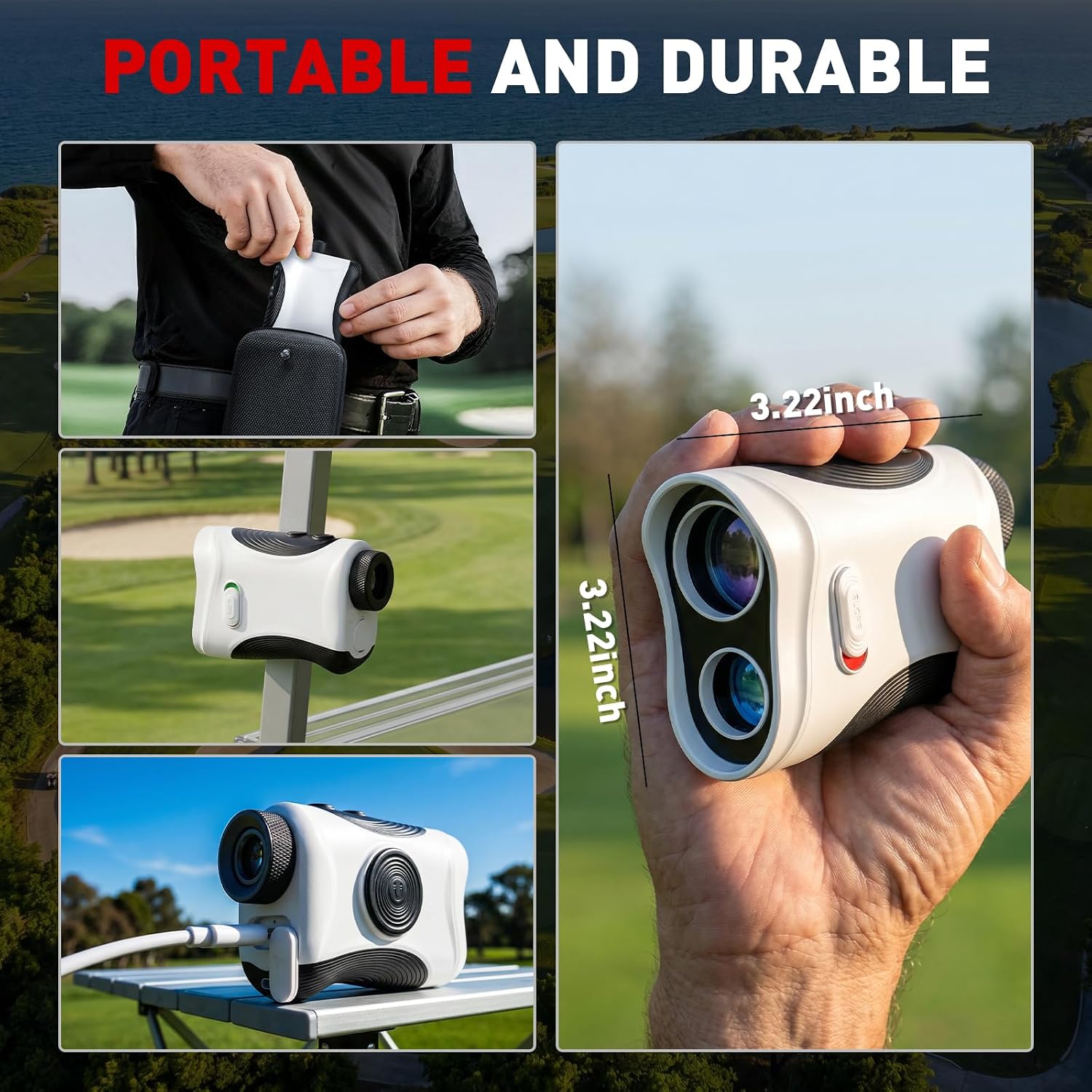 1200 Yards Golf Range Finder with Slope On/Off | 7X Magnification, Rangefinder Gear with Vibration Alert, 25mm HD Objective Lens Golf Stuff, Rechargeable Gift Accessories