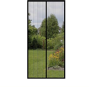 Magnetic Screen Door Curtain, 80x220cm Mosquito Bug Protection Screen Door Nets Full Frame Magic Tape, for Front Door and Living Room and Kids Pets, Black