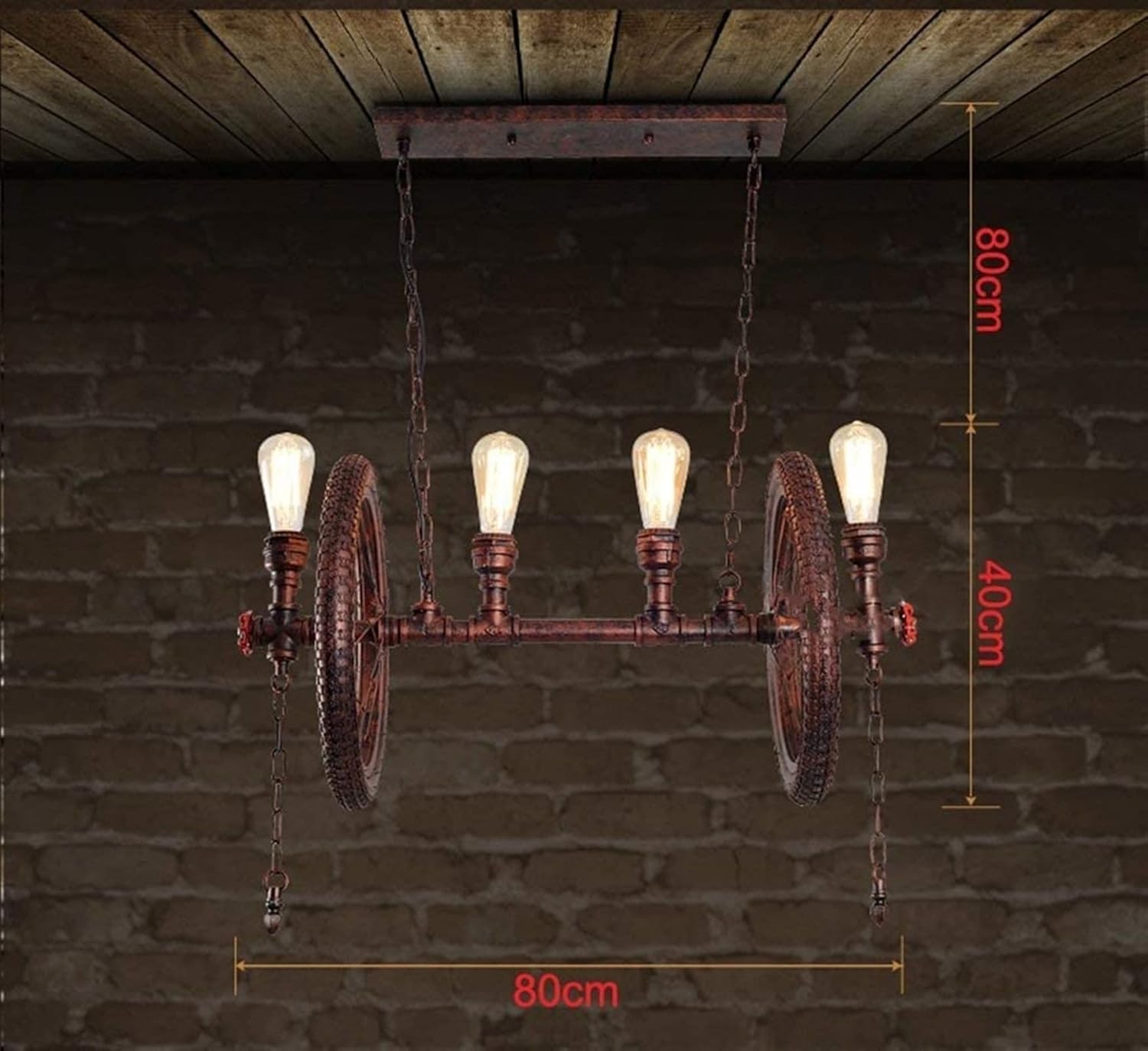 Chandeliers,Chandelier Loft Industrial Style Iron Pipe Lamp Restaurant Bar Living Room Light 40 X 80Cm E27X4, Creative Decorative Lighting