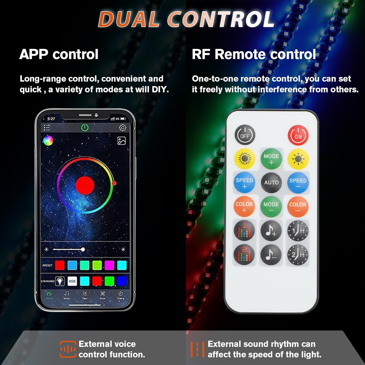 2PCS 3FT LED Whip Lights with Rocker Switch Spiral,RGB Chasing Lights with APP & Remote Control, Music Synchronized Whip Light for Can-Am UTV ATV RZR Can-Am SXS Polaris Offroad