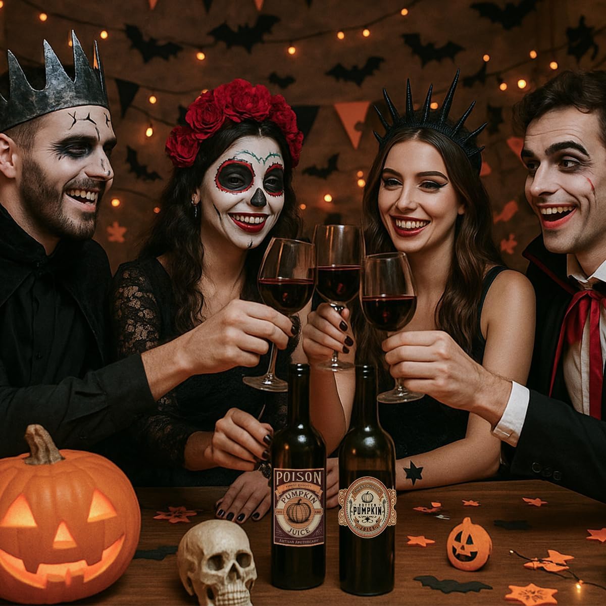 48PS Halloween Wine Bottle Labels Gothic Halloween Wine Labels Decoration