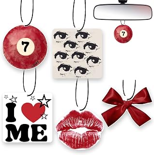 Downtown Girl 5Pcs Car Air Fresheners Red Cute Conquette Car Interior Accessories Hanging Scents Anime Freshener Automotive Room Decor For Women Teen Girls Gift