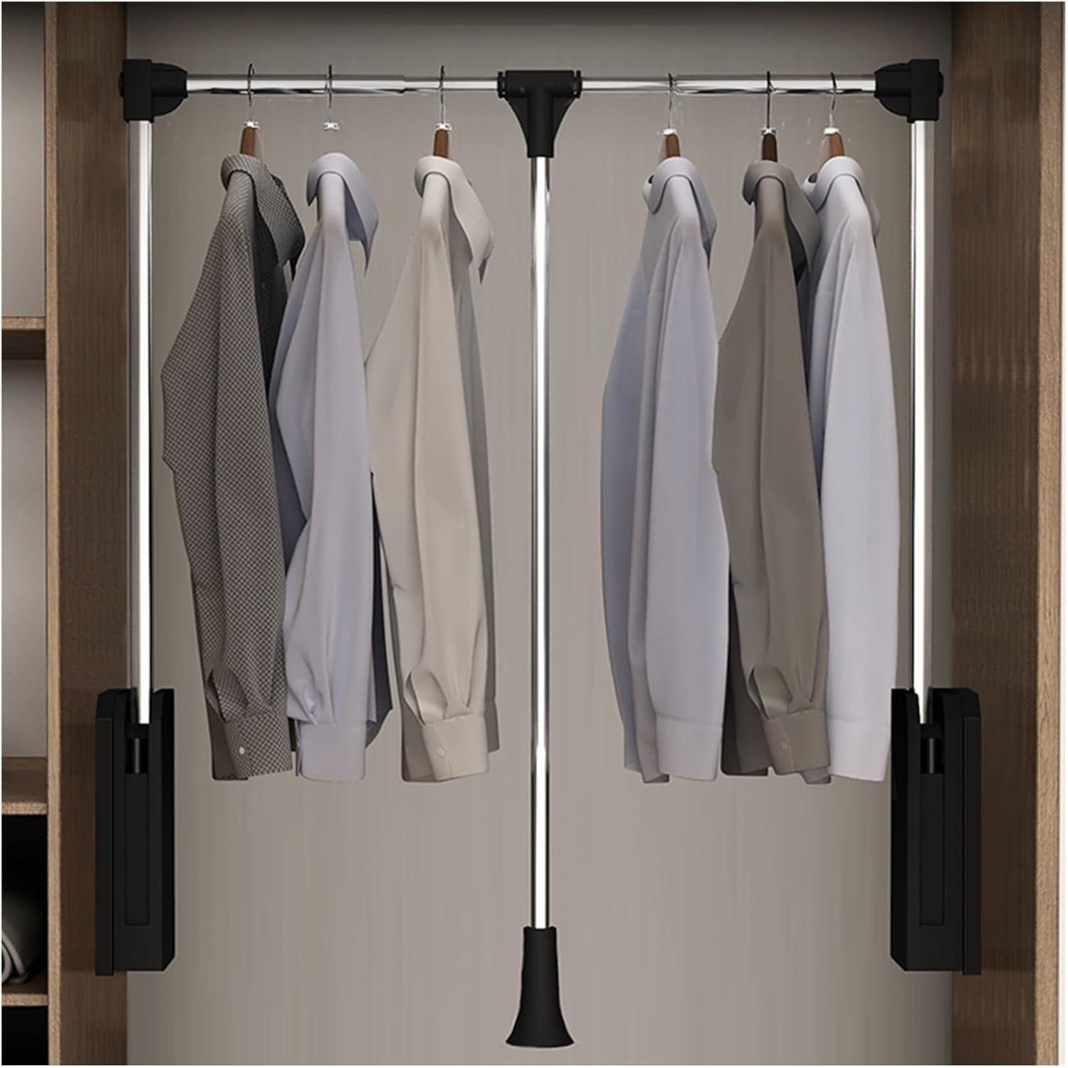 Adjustable Pull-Down Wardrobe Rod - Heavy-Duty Space-Saving Lift Organizer for Closet, Supports Up to 40KG Load Capacity, Perfect for Maximizing Storage & Easy Access