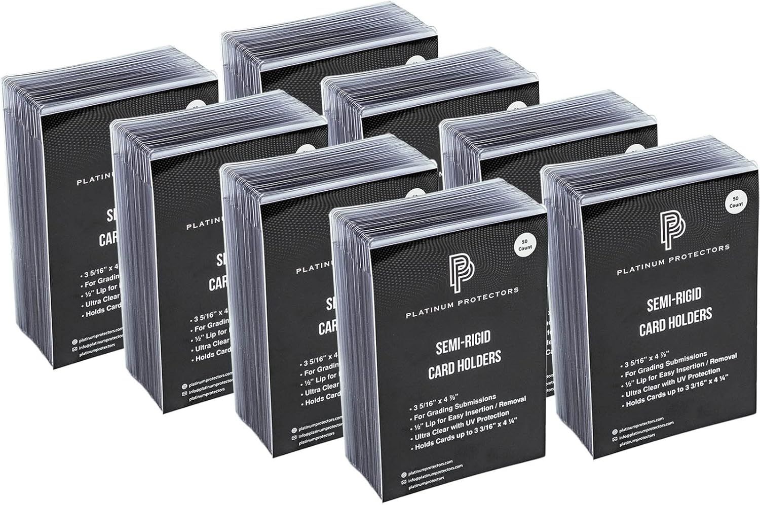 Platinum Protectors Semi-Rigid Card Holders for Graded Card Submissions for Standard Trading Cards (400 Pack)