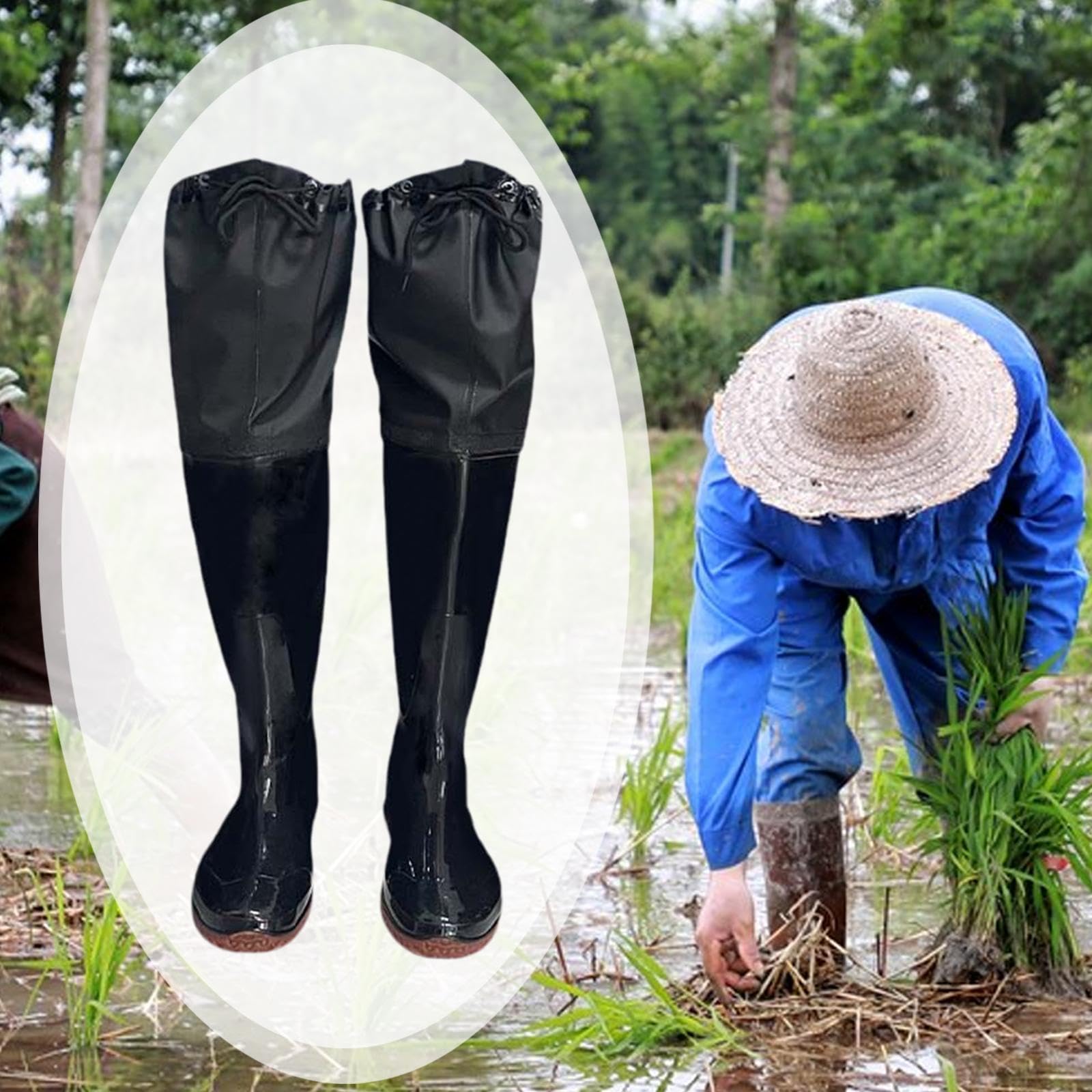harayaa Cosciali Da Pesca Stivali Da Acqua Pantaloni Da Uomo E Calzature Da Donna Realizzati in PVC Impermeabile con Suola Morbida Antiscivolo Adatti per Amb
