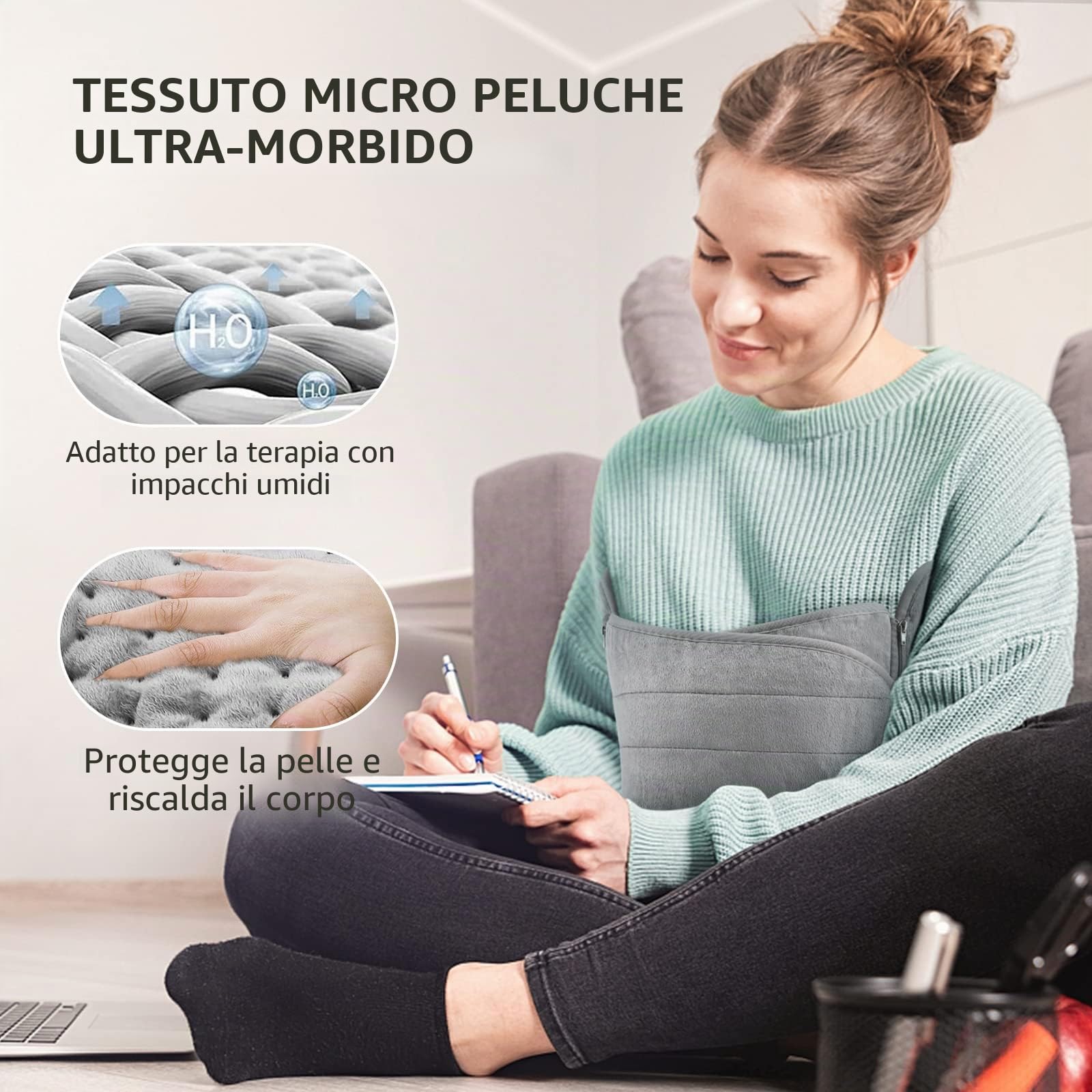 Termoforo, AOROY 126 X 30CM Termoforo Elettrico con Spegnimento Automatico e Protezione da Surriscaldamento, Termoforo 6 Livelli di Temperatura 4 Impostazioni di Tempo, Lavabile in Lavatrice