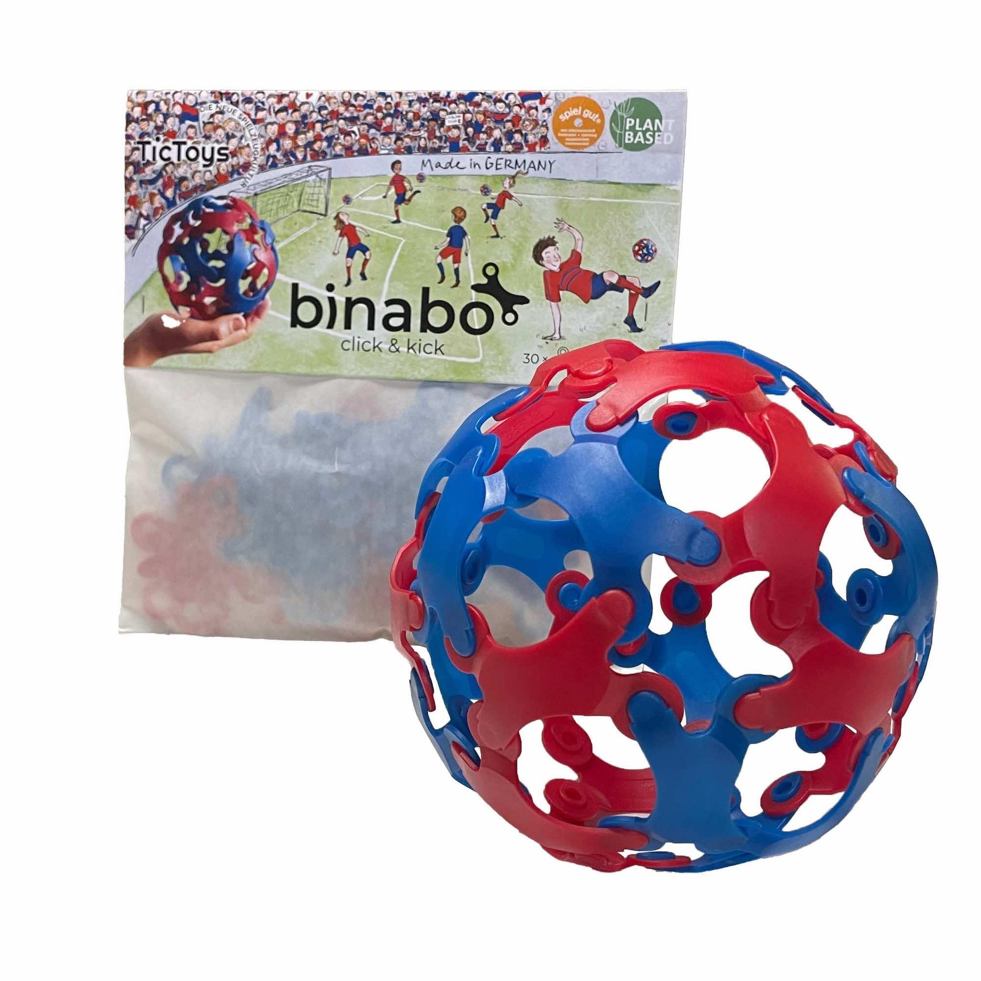 BINABO Click & Kick Football Construction Set  Build Your Own Kickable Ball  Eco-Friendly DIY Toy for Kids & Adults  Flexible & Durable for Freestyle Tricks  Made in Germany (red-blue)