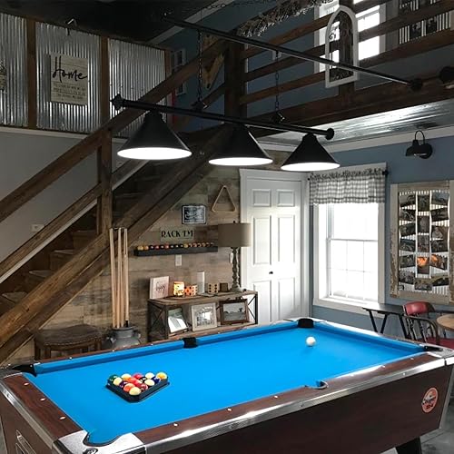 Miniatura 2 de Wellmet Lámpara de mesa de billar de 3 luces, lámpara colgante de isla de cocina retro vintage con pantalla negra mate, lámpara industrial moderna