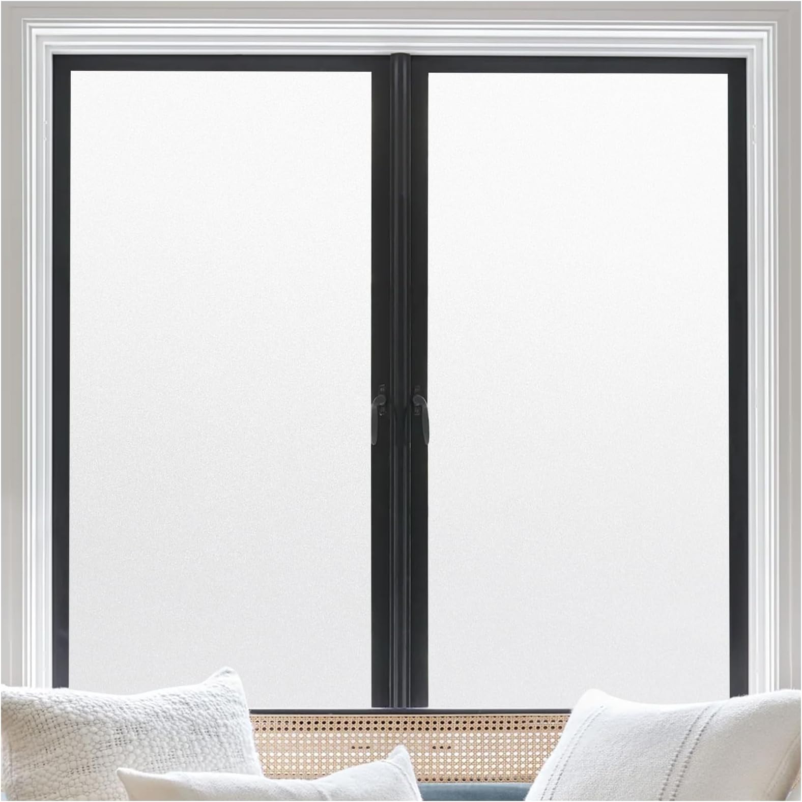 rabbitgoo Window Privacy Film, Frosted Glass Privacy Window Film, Static Cling Window Frosting Cling, Anti-UV Front Door Covering, Opaque Window Decal for Home, Bathroom, Matte White, 23.6" x 78.7"