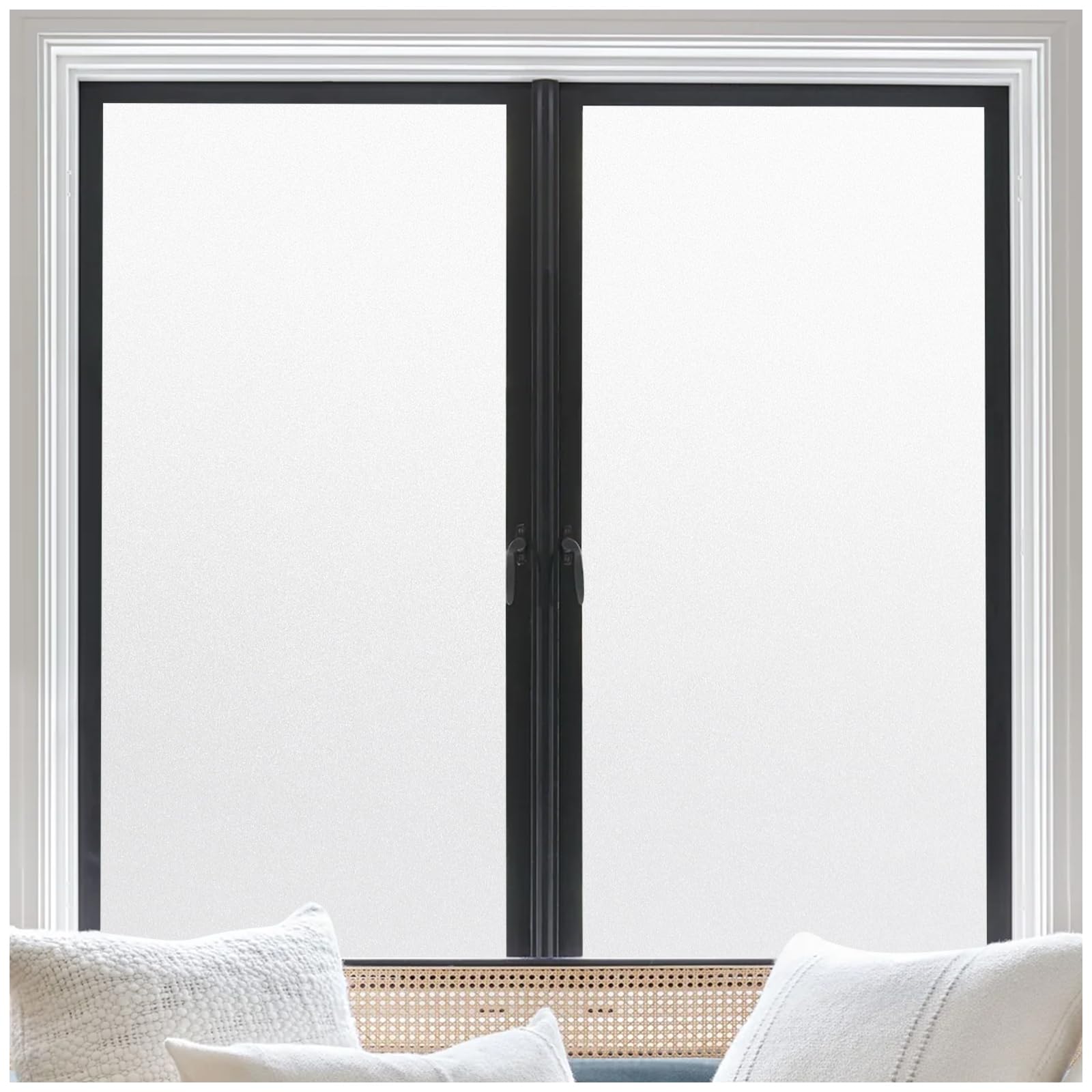 rabbitgoo Window Privacy Film, Frosted Glass Privacy Window Film, Static Cling Window Frosting Cling, Anti-UV Front Door Covering, Opaque Window Decal for Home, Bathroom, Matte White, 23.6" x 78.7"