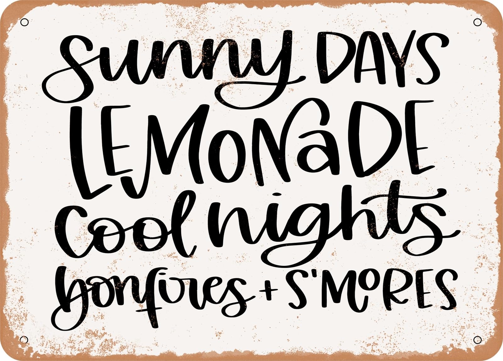 Miaomansenstore Metal Sunny Days Lemonade Cool Nights Bonfires Smores - Vintage Look Sign Home Decor