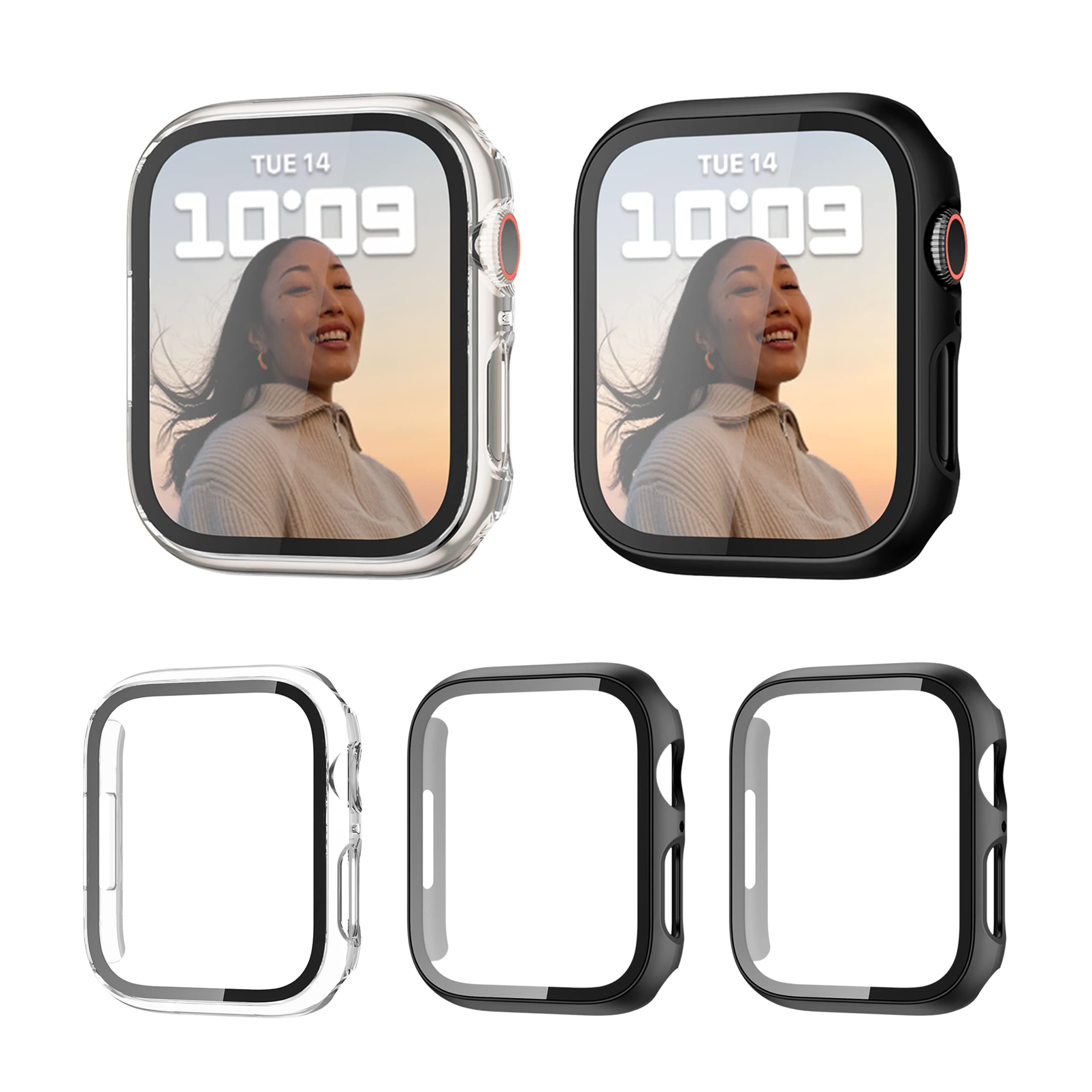 3 Pack Case Compatible for Apple Watch Series 7 41MM, Haojavo Cover 2 in 1 Case with Hard PC Bumper and HD Tempered Glass Screen Protector Smrtwatch Protective Accessories for iwatch 7 41 mm