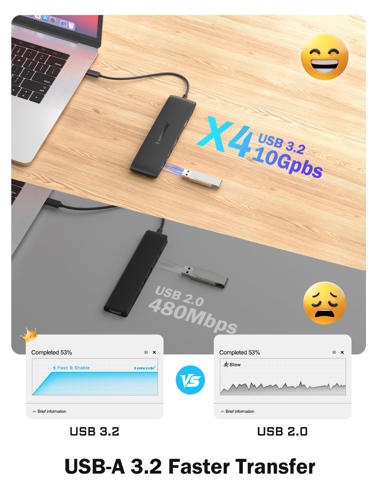 Lemorele Docking Station 2 monitor hub, adattatore USB 10 in 1 con 2 HDMI 4K, 3 USB 3.2 (10 Gbps), 3 x 2.0, PD 100 W per MacBook Pro/Air/Dell/HP/Lenovo