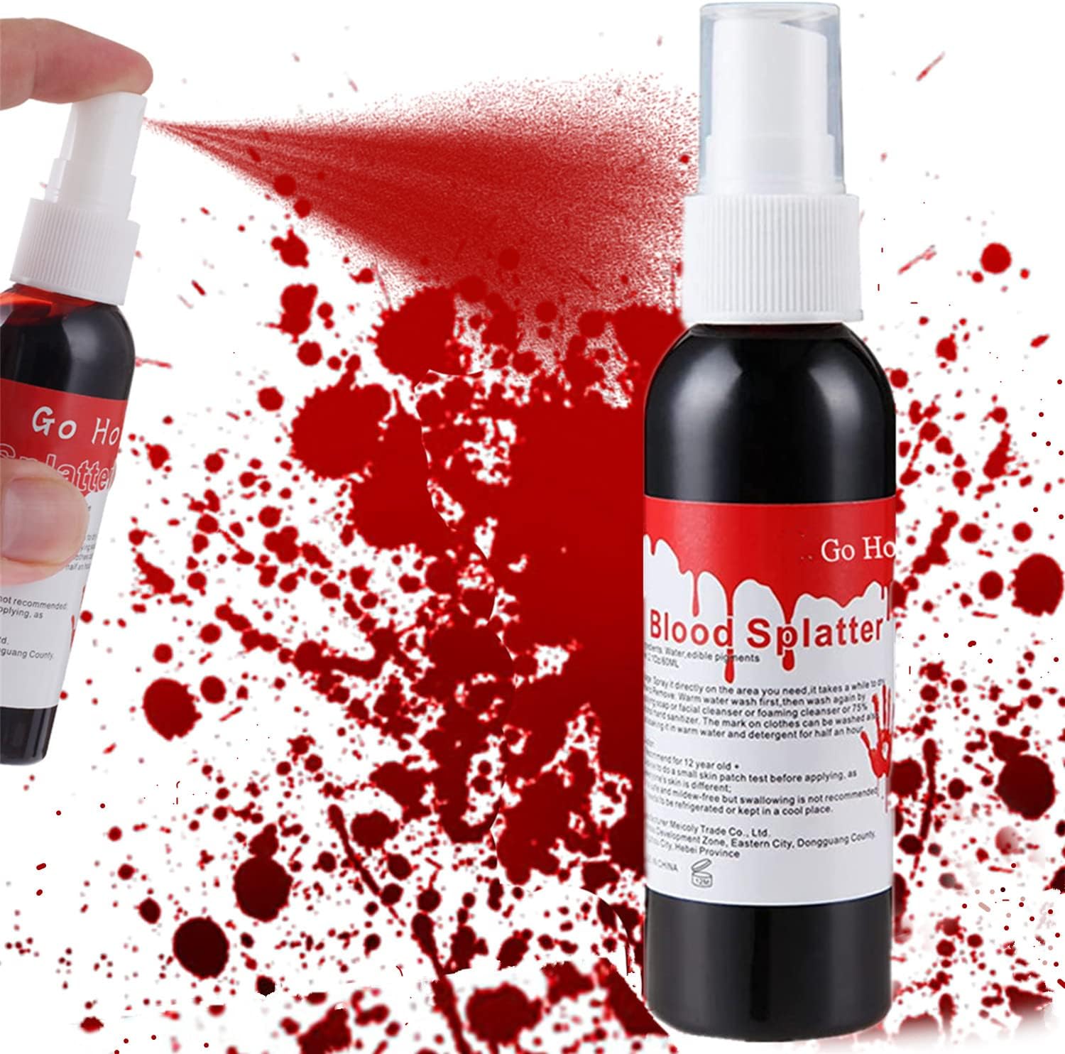 Go Ho Blood Splatter Fake Washable(2.1 Oz),Halloween Spray Eye Drops Body Paint,Fake For Clothes And Zombie Monster Vampire Clown Costume Cosplay Makeup,1Pc