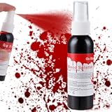 Blood Splatter Fake Blood Washable(2.1 oz),Halloween Fake Blood Spray Eye Blood Drops Body Paint,Fake Blood for Clothes and Zombie Monster Vampire Clown Costume Cosplay Makeup,1PC