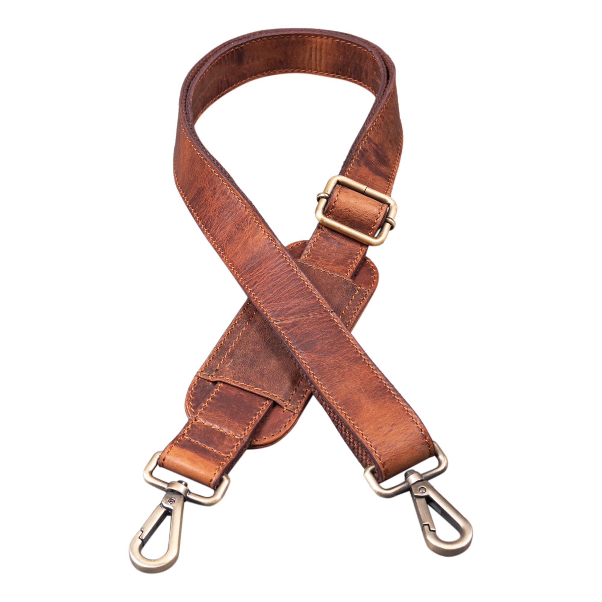 STILORD Bag Strap Leather met Gevoerde Verwisselbare Schouderriem voor Tassen Handtas Strap for Shoulder Bag Vintage Genuine Leather, Kleur:kara - cognac