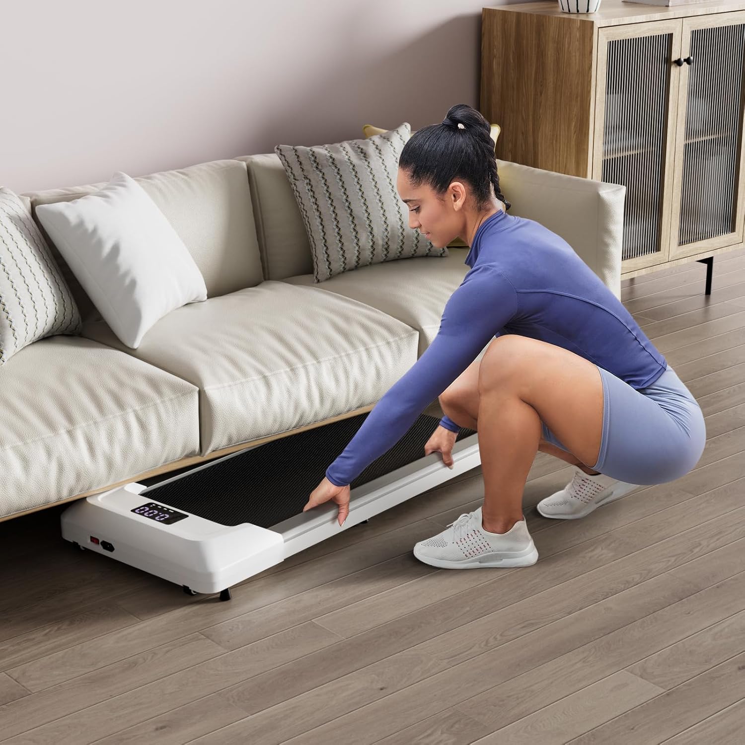 GYMAX Walking Pad, 2.25HP Under Desk Treadmill with LED Display, Remote Control & 7-Layer Belt, Compact Portable Jogging Running Machine for Home Office Small Space
