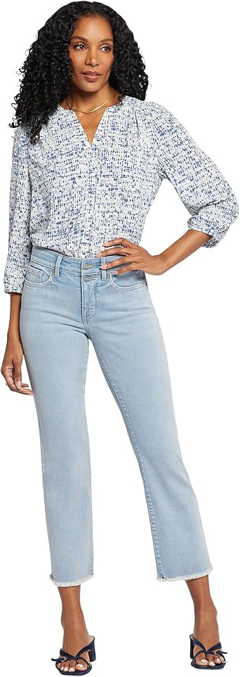 NYDJ Womens Marilyn Straight Ankle Double Button Fly Jeans