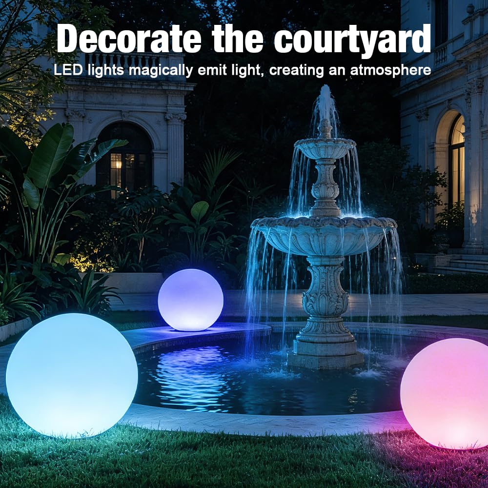 Luces Flotantes Piscina, 2 Piezas Luces Piscina Flotantes, Luce flotantes Inflables con Control Remoto, 16 RGB Bola De Luz Led para piscina, jardín, estanque y fiesta