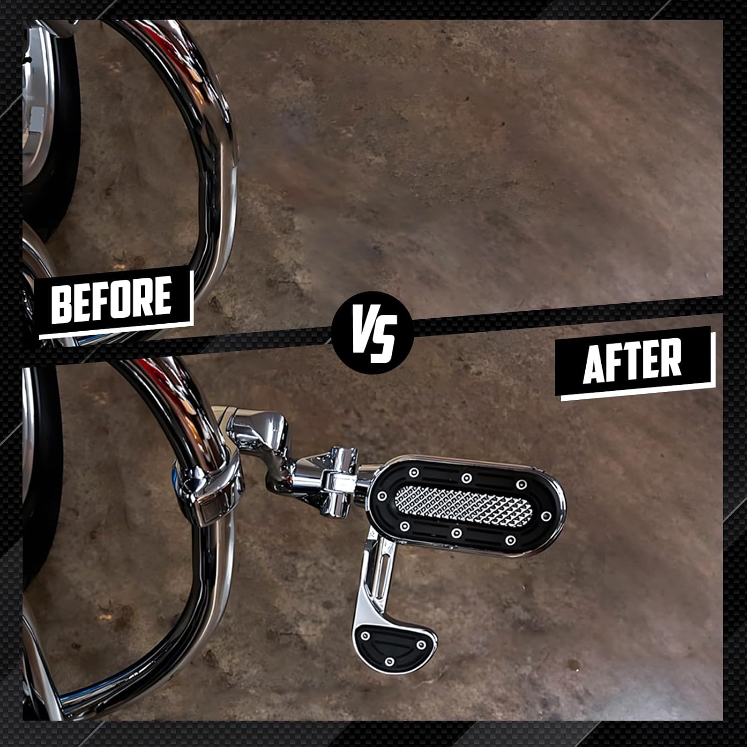 Highway Foot Pegs with Flip-out Heel Rests For 1.25" Engine Guard Motorcycle Footpegs Fit for Harley Touring Road King Glide Softail Dyna Sportster Breakout Deluxe Fat Bob CVO (Chrome)