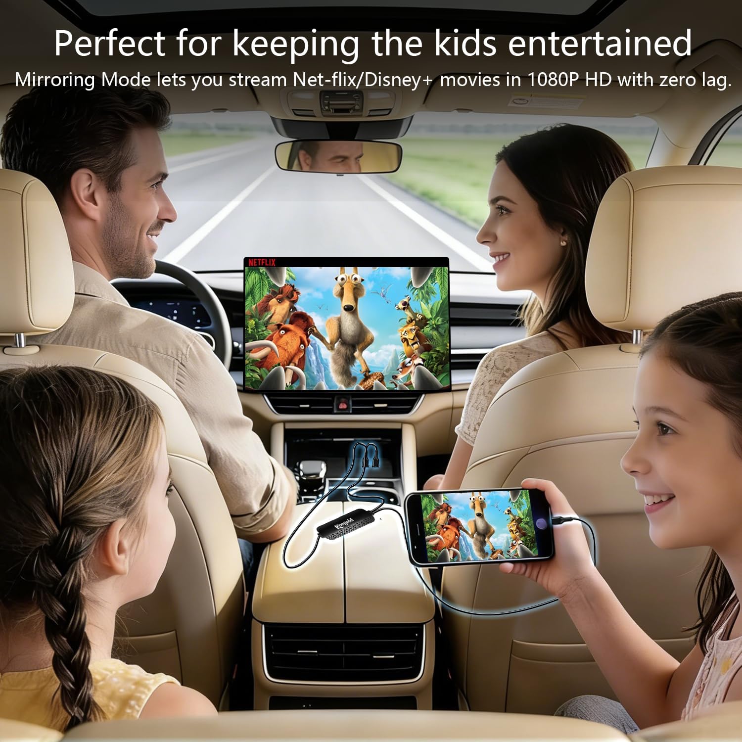 3-in-1 Wireless CarPlay Adapter with Video Streaming, Screen Mirroring & Fast Charging, Enables Net-Flix/YouTube/TikTok via Wired Connection, Plug & Play,Car with Wired CarPlay