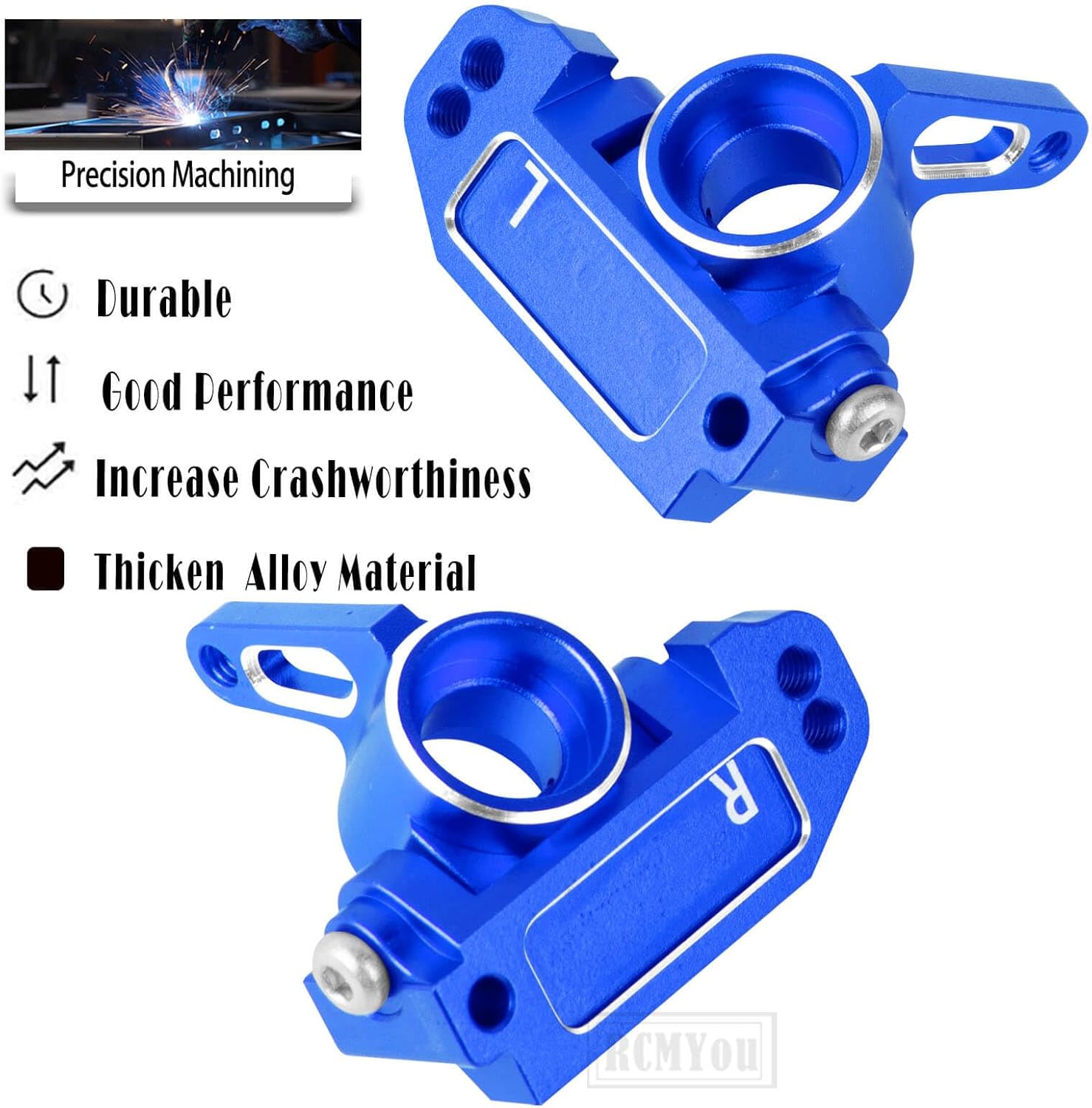 RC Aluminum Caster Block & Steering Blocks Upgrades Part for 1/10 Slash VXL 2WD/Stampede VXL 2WD/Rustler VXL 2WD/Bandit VXL 2WD,w/Bearing,Navy Blue