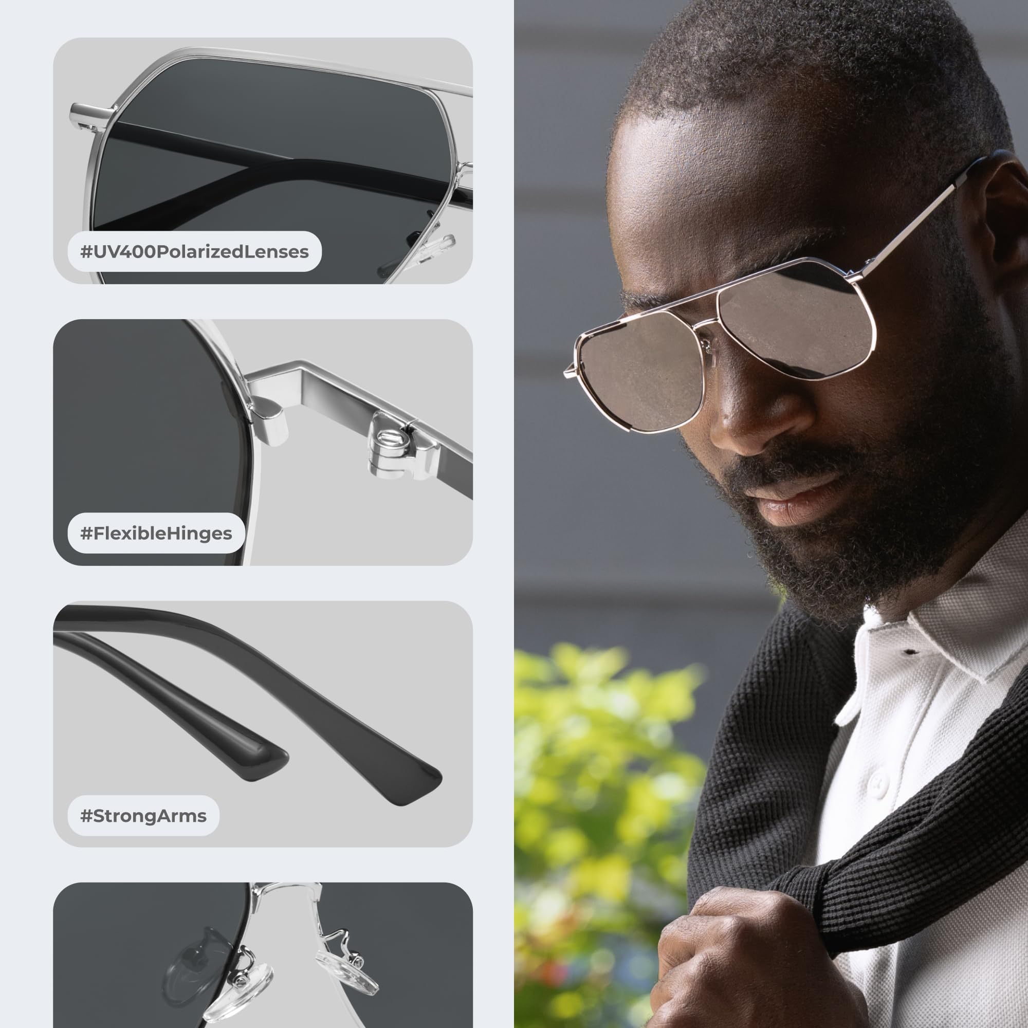 Amazon.com: Livho Polarized Aviator Sunglasses for Men  display picture 3