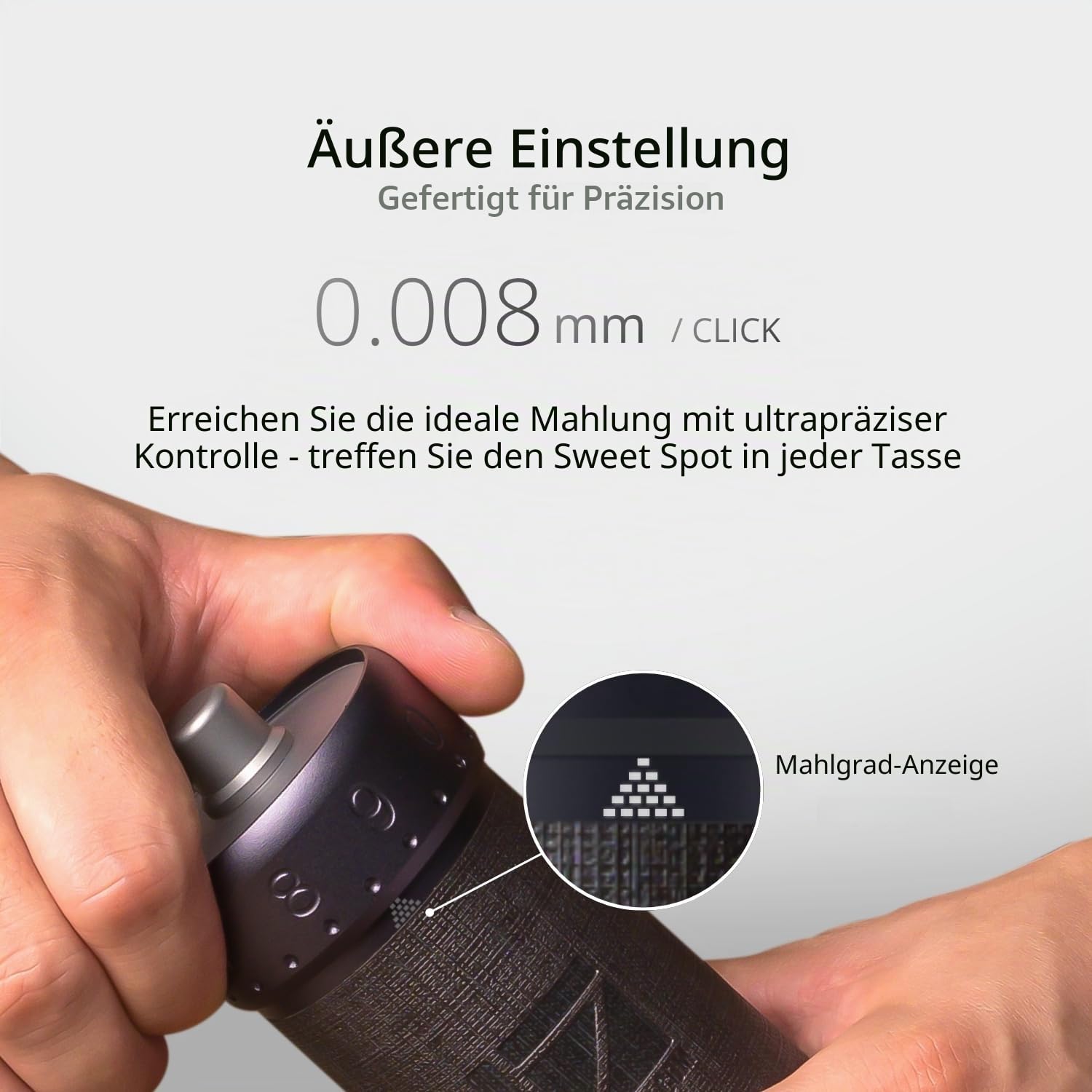 1Zpresso J-Ultra Manuelle Kaffeemühle, Eisengrau, konischer Fräser, faltbarer Griff, Magnetverschluss, Fassungsvermögen 40 g, numerisch einstellbare Feineinstellung, schnellere Mahleffizienz, ideal
